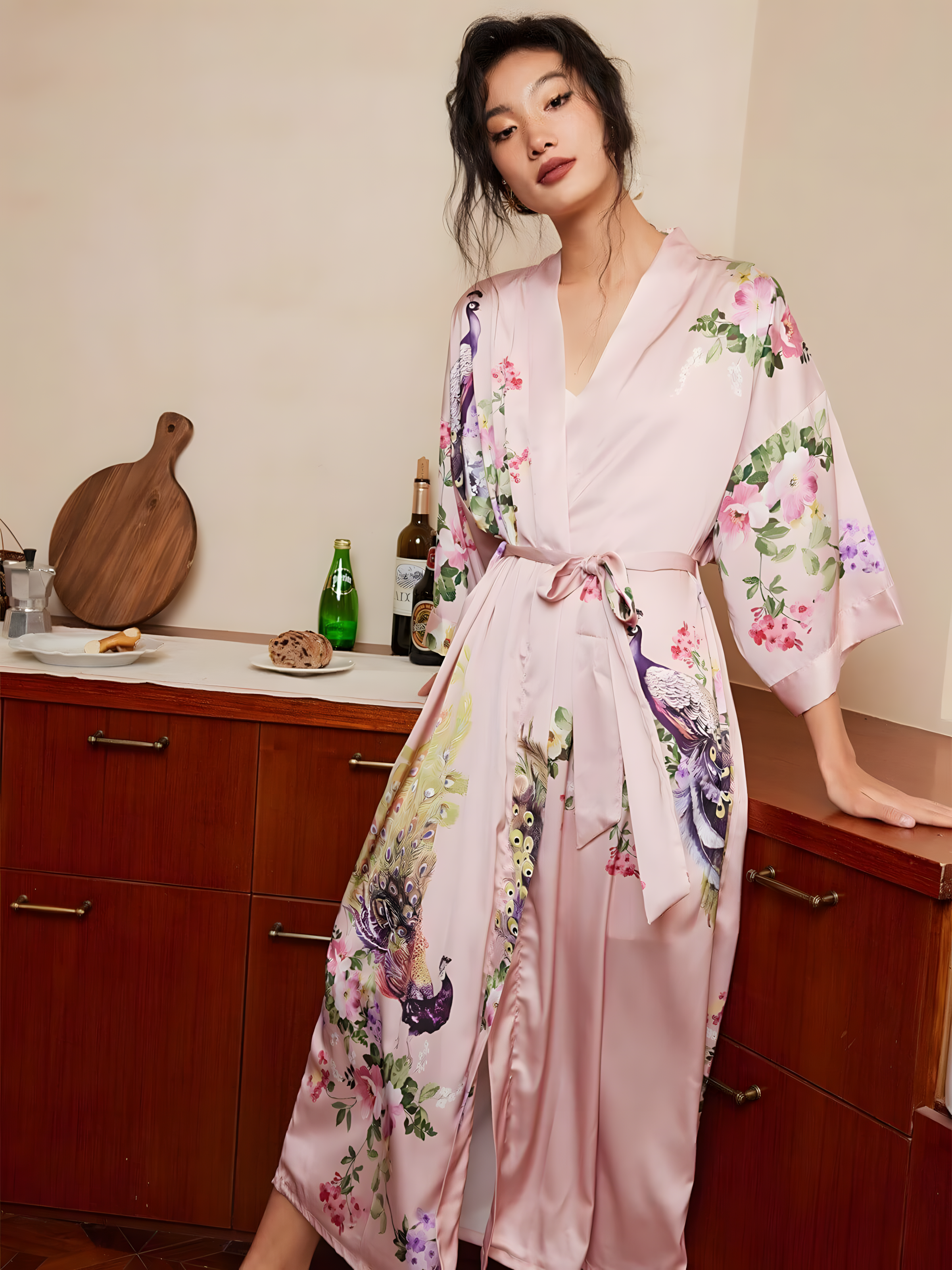 Kimono Rosa Pavo Real